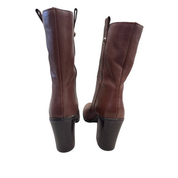 Nine West Womens Brown Leather retro Y2K Mid Calf Boots Size 10M SKU 7171 - Picture 5 of 10